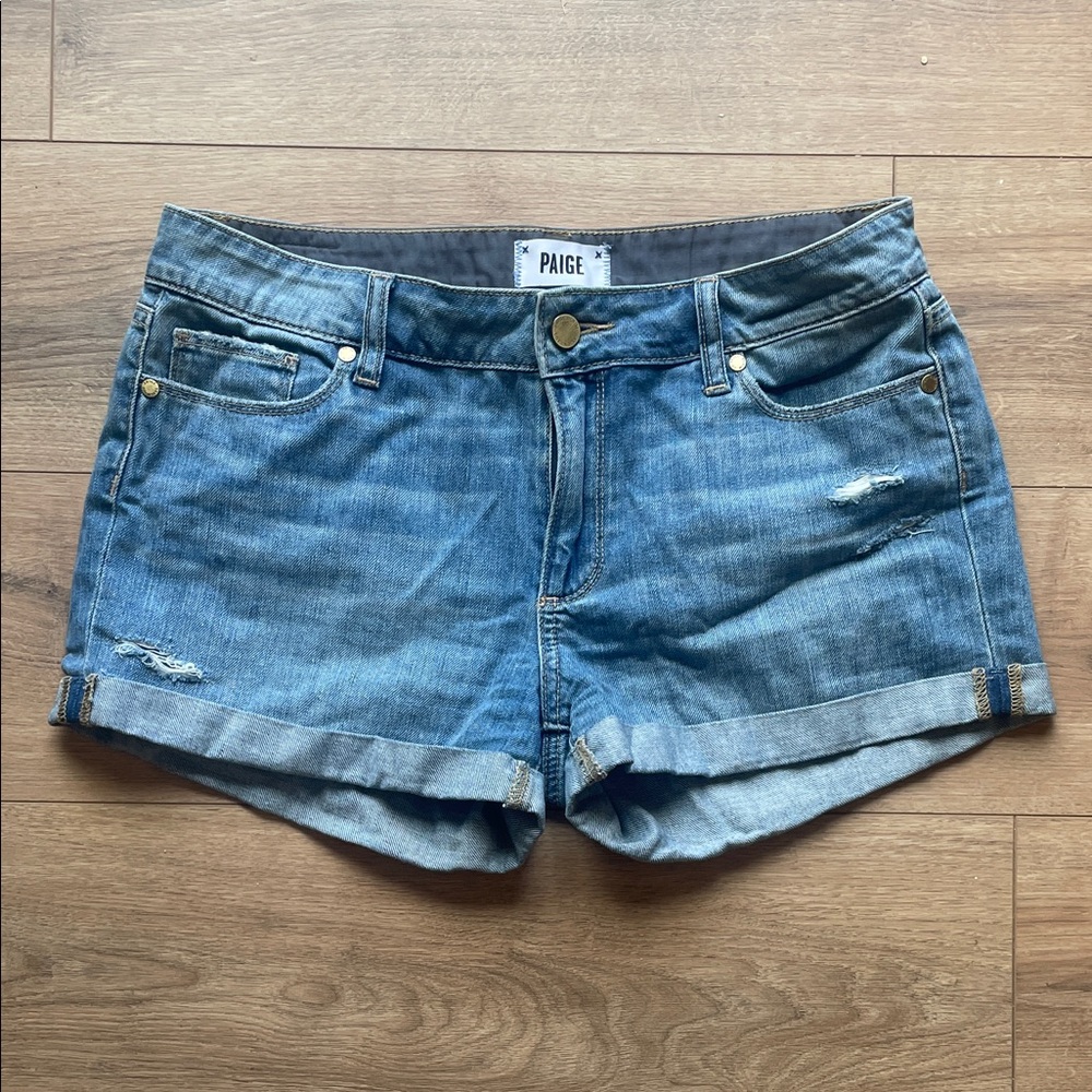 PAIGE Women's Distressed Blue Jean Shorts - 30